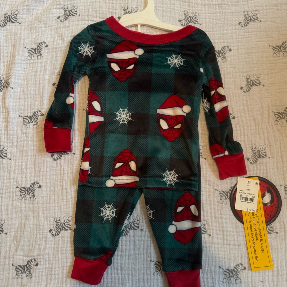 Spiderman Kids Pajama Set - Black and Red Plaid